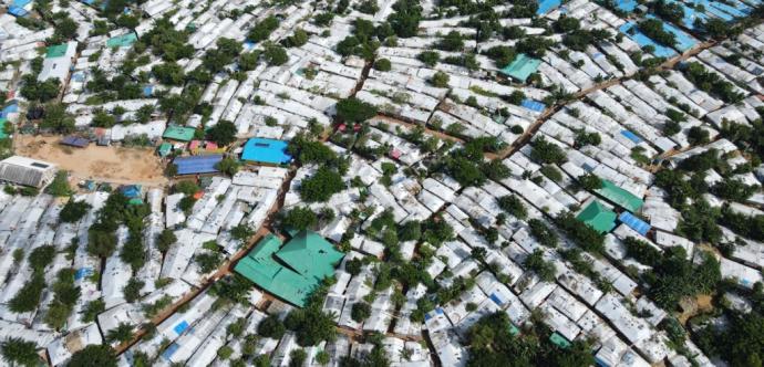 Vue aérienne d'un camps en Asie du Sud-Est
