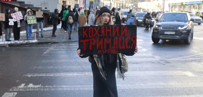Manifestante ukrainienne