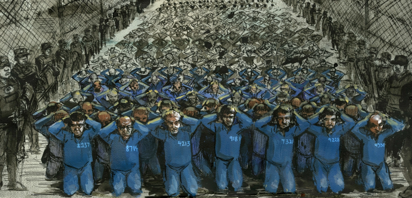Des prisonniers à terre