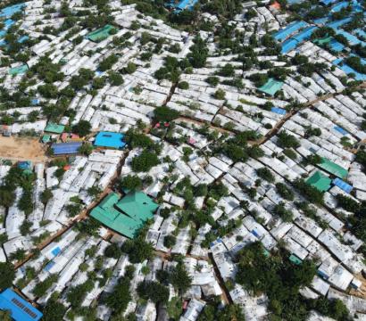 Vue aérienne d'un camps en Asie du Sud-Est