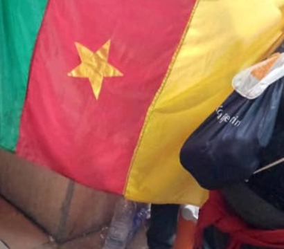 Des personnes qui tiennent le drapeau du Cameroun